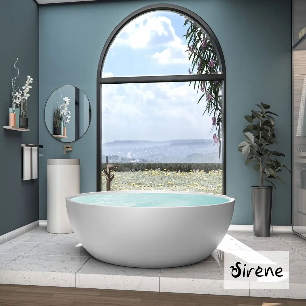 Μπανιέρα Cast Marble Ελεύθερης Τοποθέτησης CUSCO Freestanding Φ153, Sirene White Matt