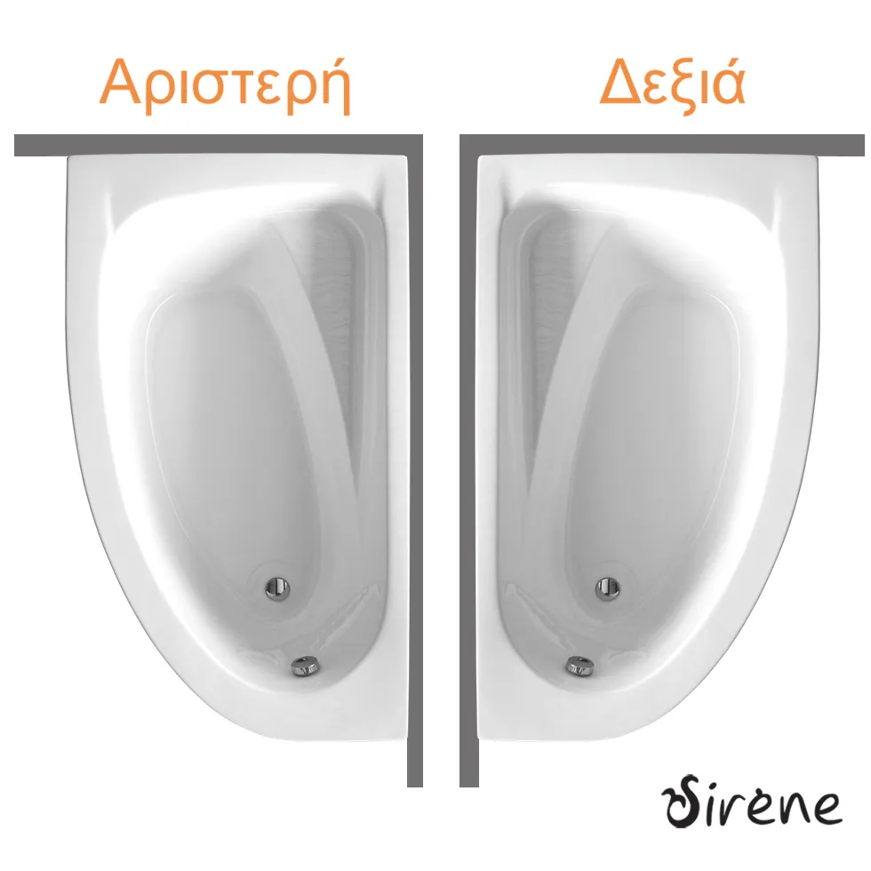 [402-MAR16090-1] Μπανιέρα Ακρυλική MARINA 160x90 Left, Sirene White