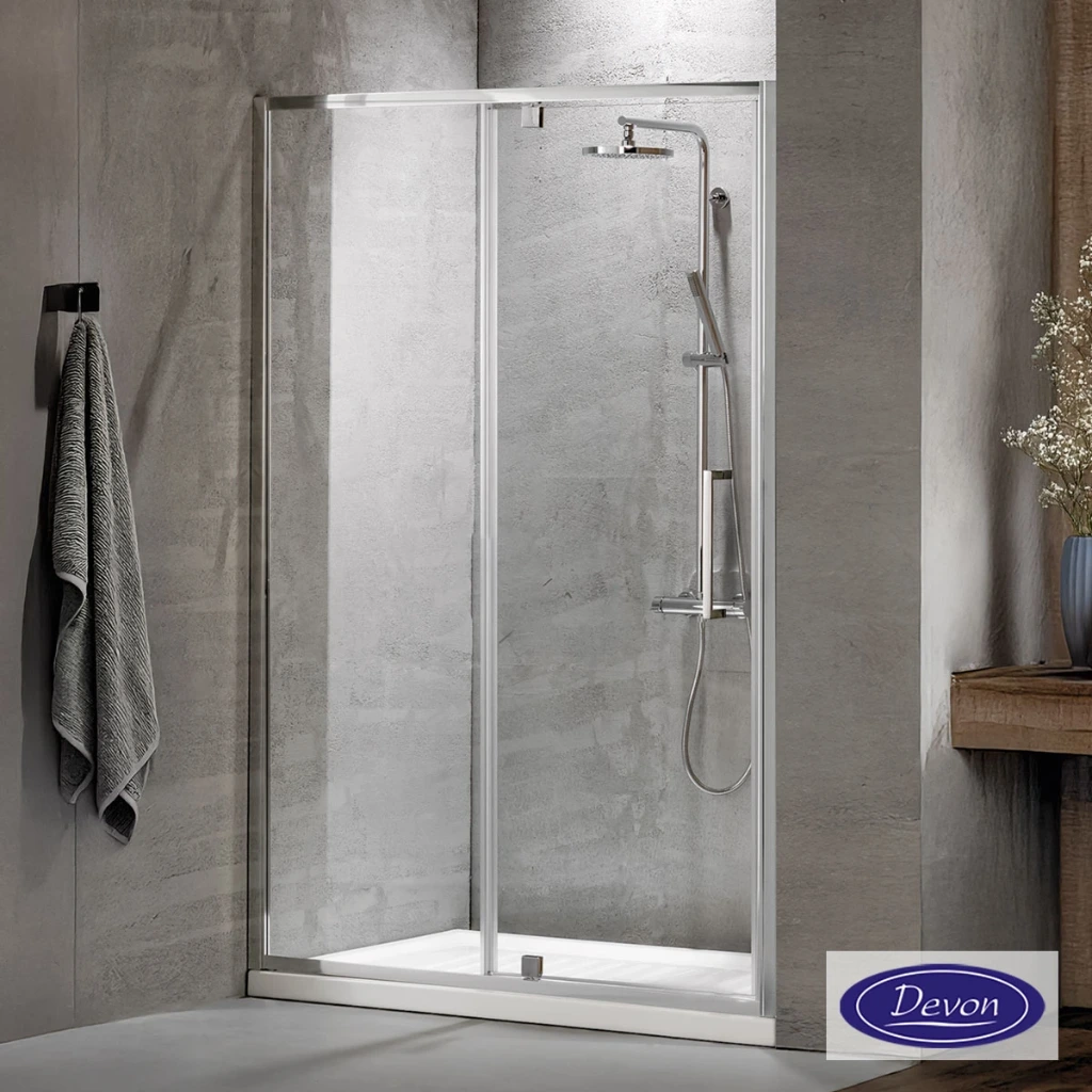 Pivot Shower Door PIVOT INFILL 120, Height 195cm, Adjustable Dimension From 117 To 121cm, Primus Plus Clean Glass Chrome