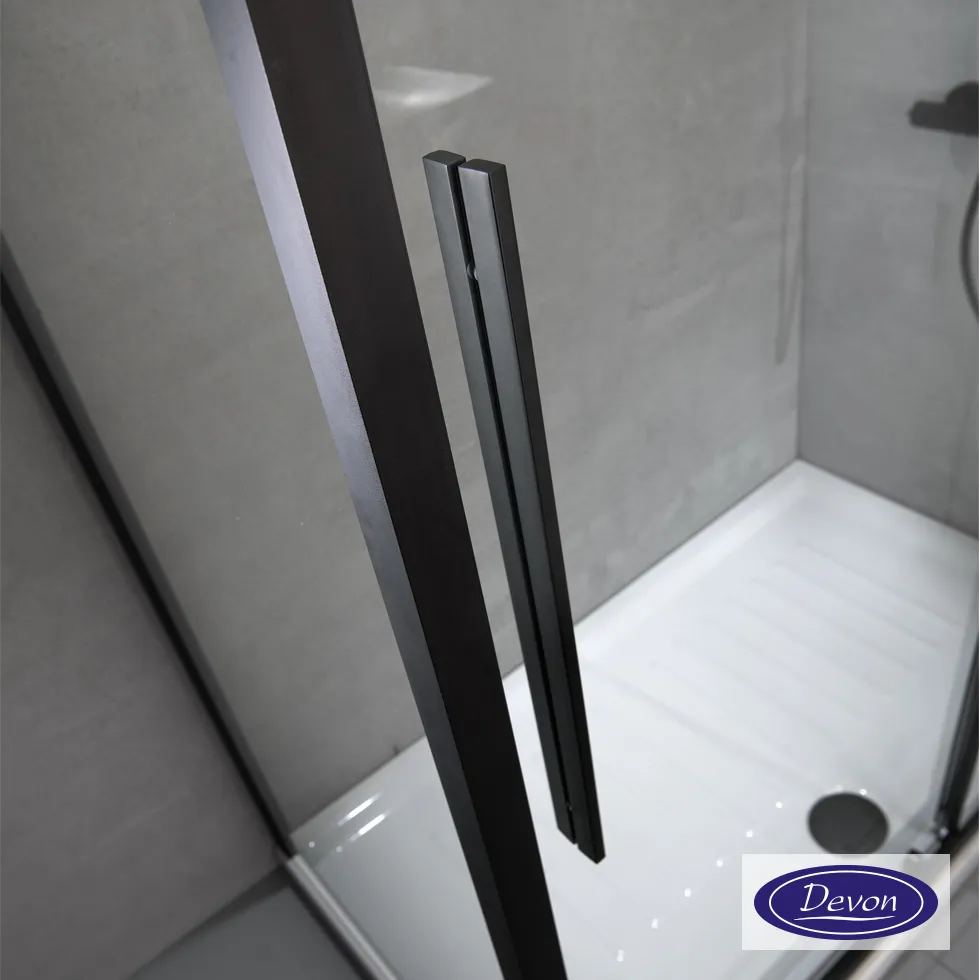 Καμπίνα ντουζιέρας Γωνιακής Εισόδου Corner Entry 100x80 (97-99 x 77-79 εκ.), Devon Flow Clean Glass Black Matt