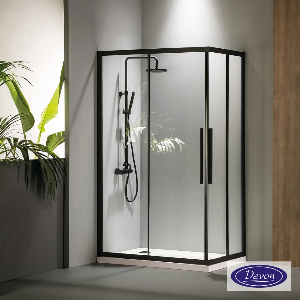[455-CF11080C-400] C.ENTRY DEVON FLOW 110x80  (107-109 x 77-79 εκ.) CLEAN-GLASS BLACK MATT