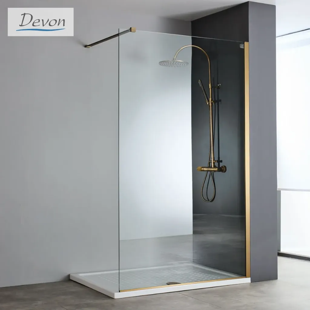 Διαχωριστικό κρύσταλλο ντουζιέρας IWIS Walk-in 110 ρυθμιζόμενo από 107 έως 109εκ., Devon Clean Glass PVD AISI304 Bronze Brushed