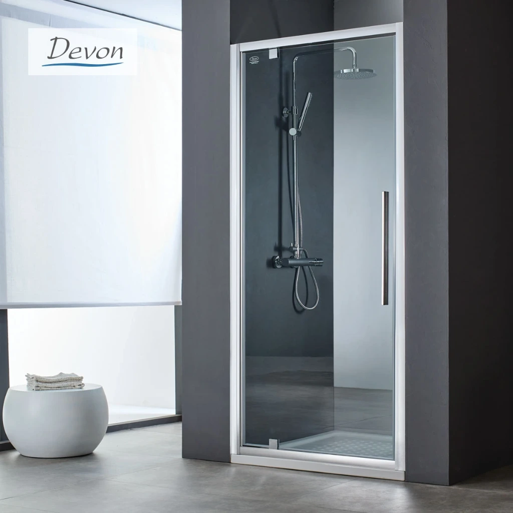 Pivot Shower Door 70, Height 195cm, Adjustable From 77 To 81cm, Devon Flow Clean Glass Chrome