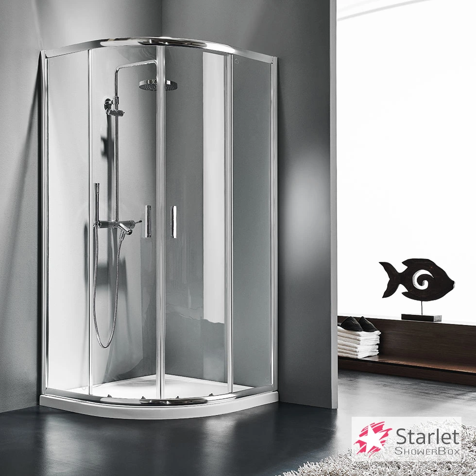 Semicircular Shower Enclosure QUADRANT 90 (87-89cm), Starlet Clear Chrome