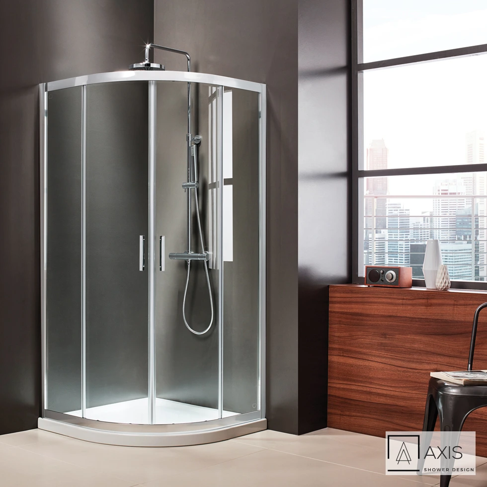 Semicircular Shower Enclosure QUADRANT 90 (87-89cm), AXIS Clean Glass Chrome