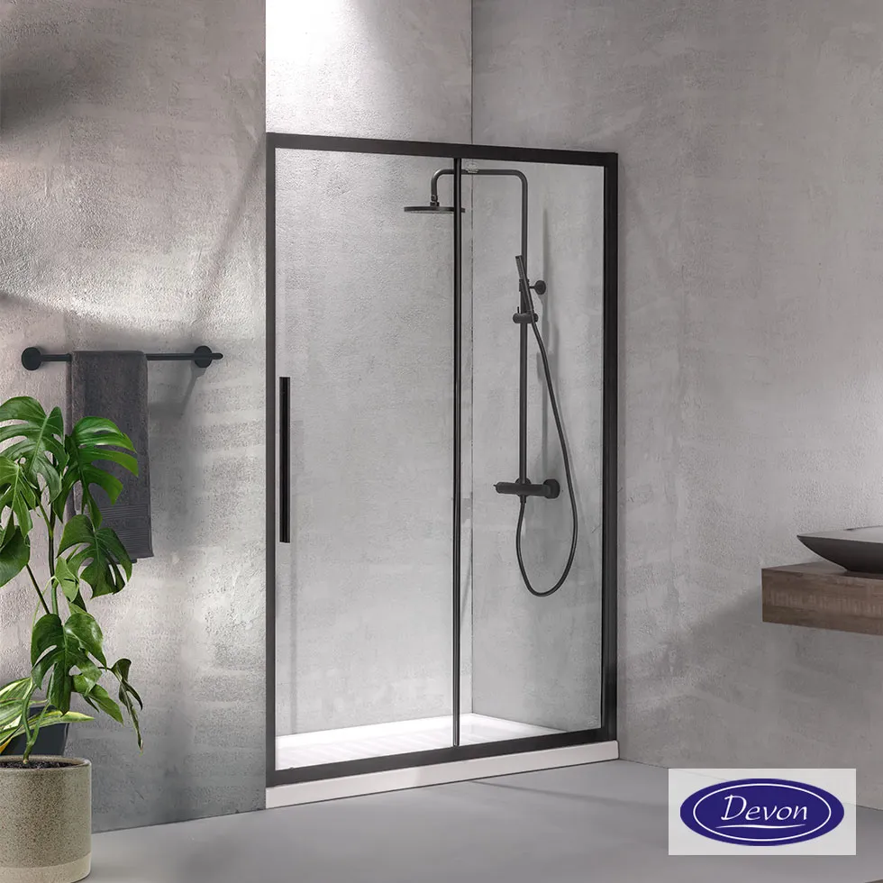 [455-SLF120C-400] SLIDER 120  (117-121εκ) DEVON FLOW CLEAN-GLASS BLACK MATT