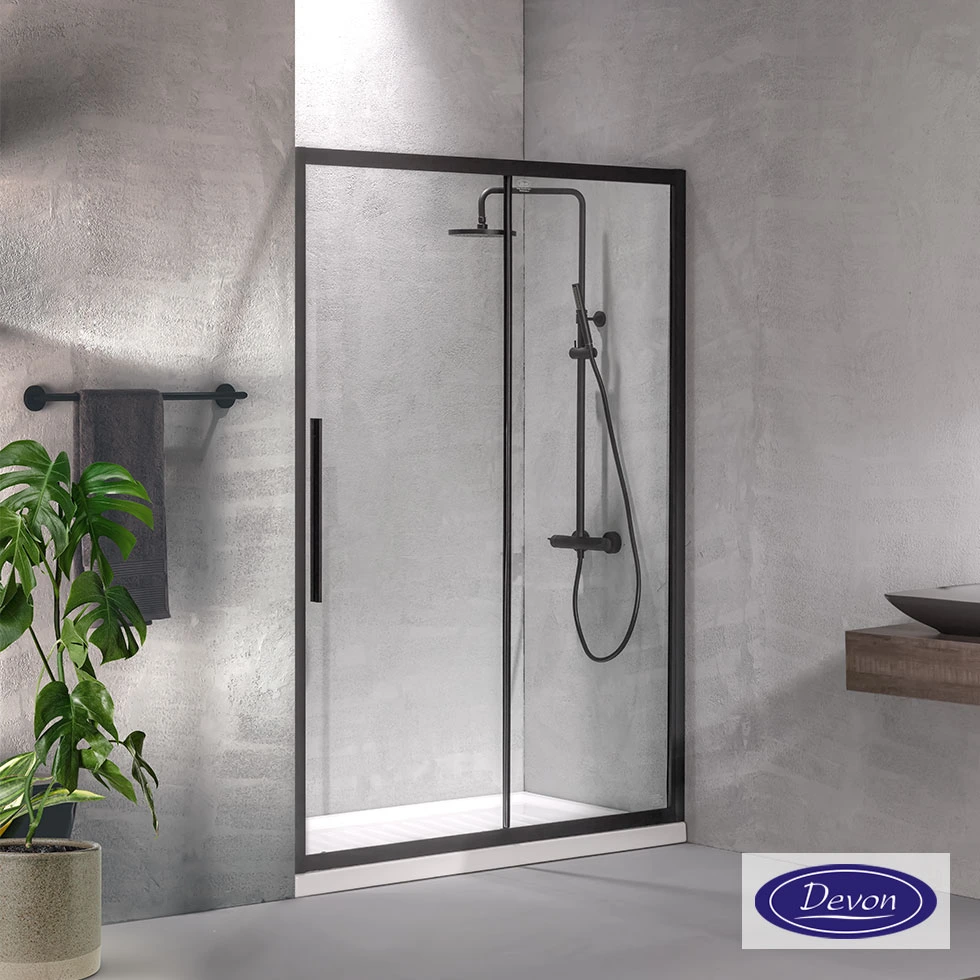 SLIDER 150  (147-151εκ) DEVON FLOW CLEAN-GLASS BLACK MATT