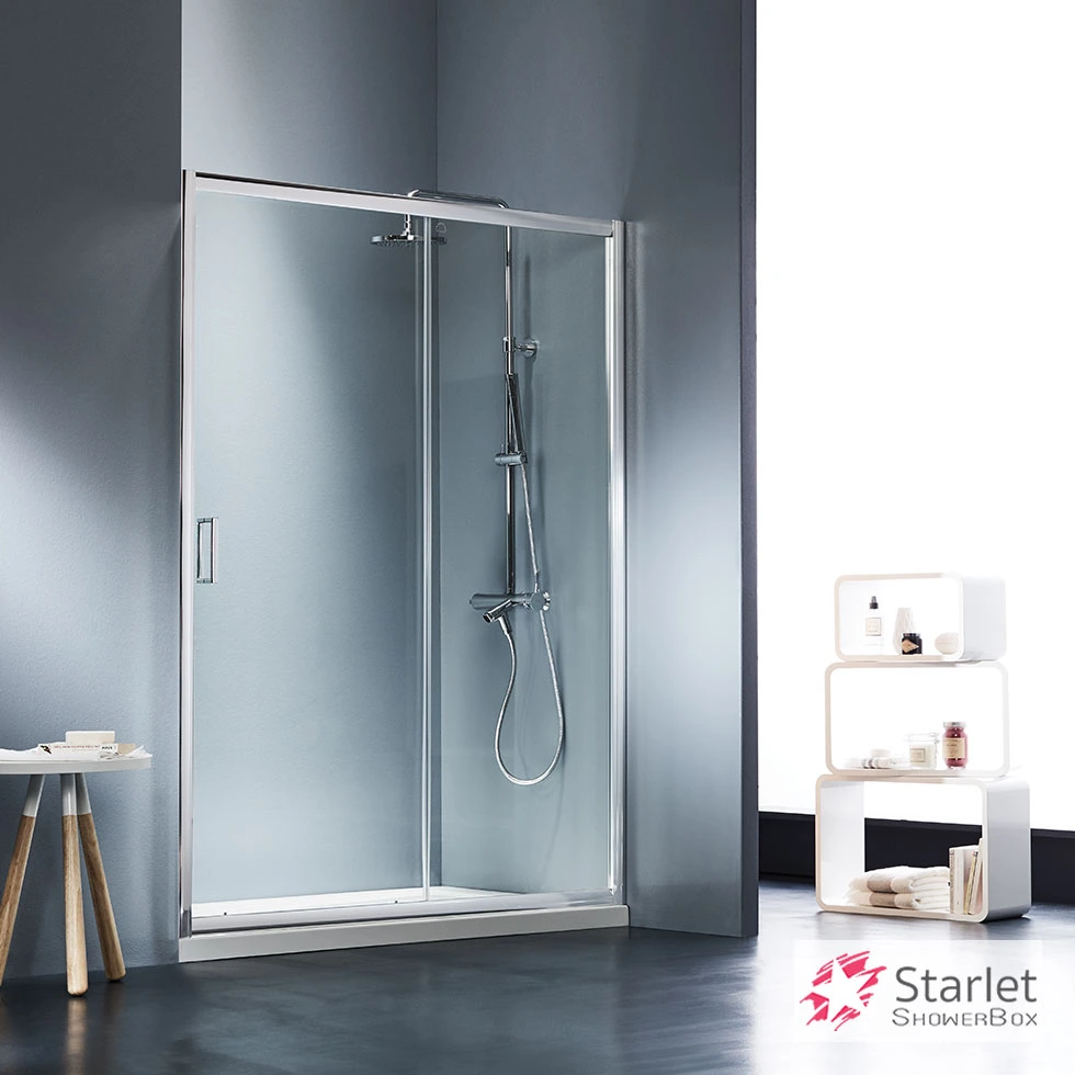 Sliding Shower Door Starlet 110, Height 180cm, Adjustable From 107 To 111cm, Clear Chrome