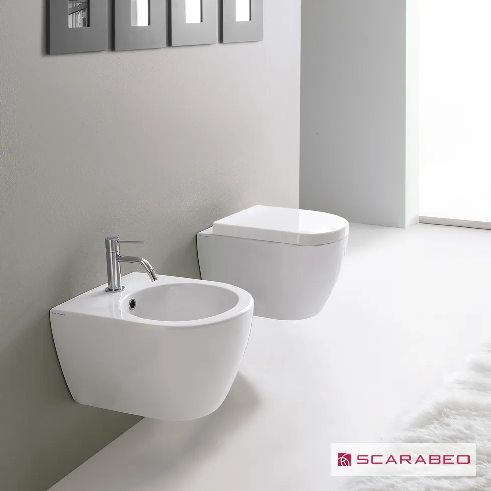 [502-552400C-300] Λεκάνη Κρεμαστή MOON/45 Clean-Flush με κάλυμμα Slim Soft Close, Scarabeo White