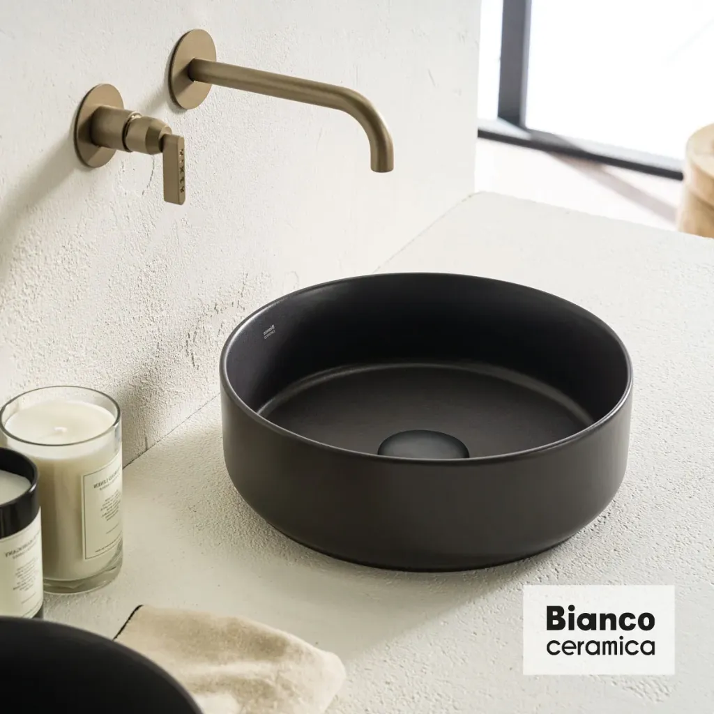 Νιπτήρας Πορσελάνης Φ36 Bianco Ceramica Anthracite Matt