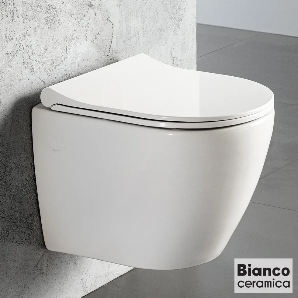[514-VT01000SC-300] Λεκάνη Κρεμαστή VITO/48 με κάλυμμα Slim Soft Close 9250SC, Bianco Ceramica White